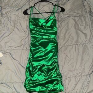Elegant Green Satin Dress